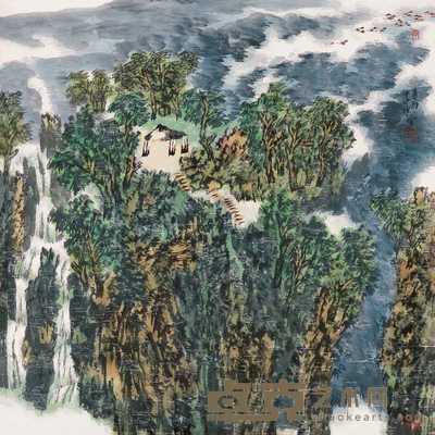 陈向迅 2004年作 春雨山水 镜心 69×69cm